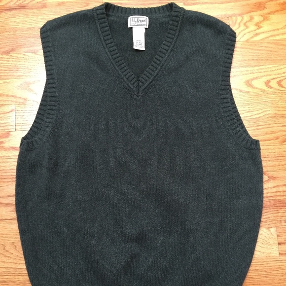 Mens LL Bean Green Cotton Sweater Vest Medium M